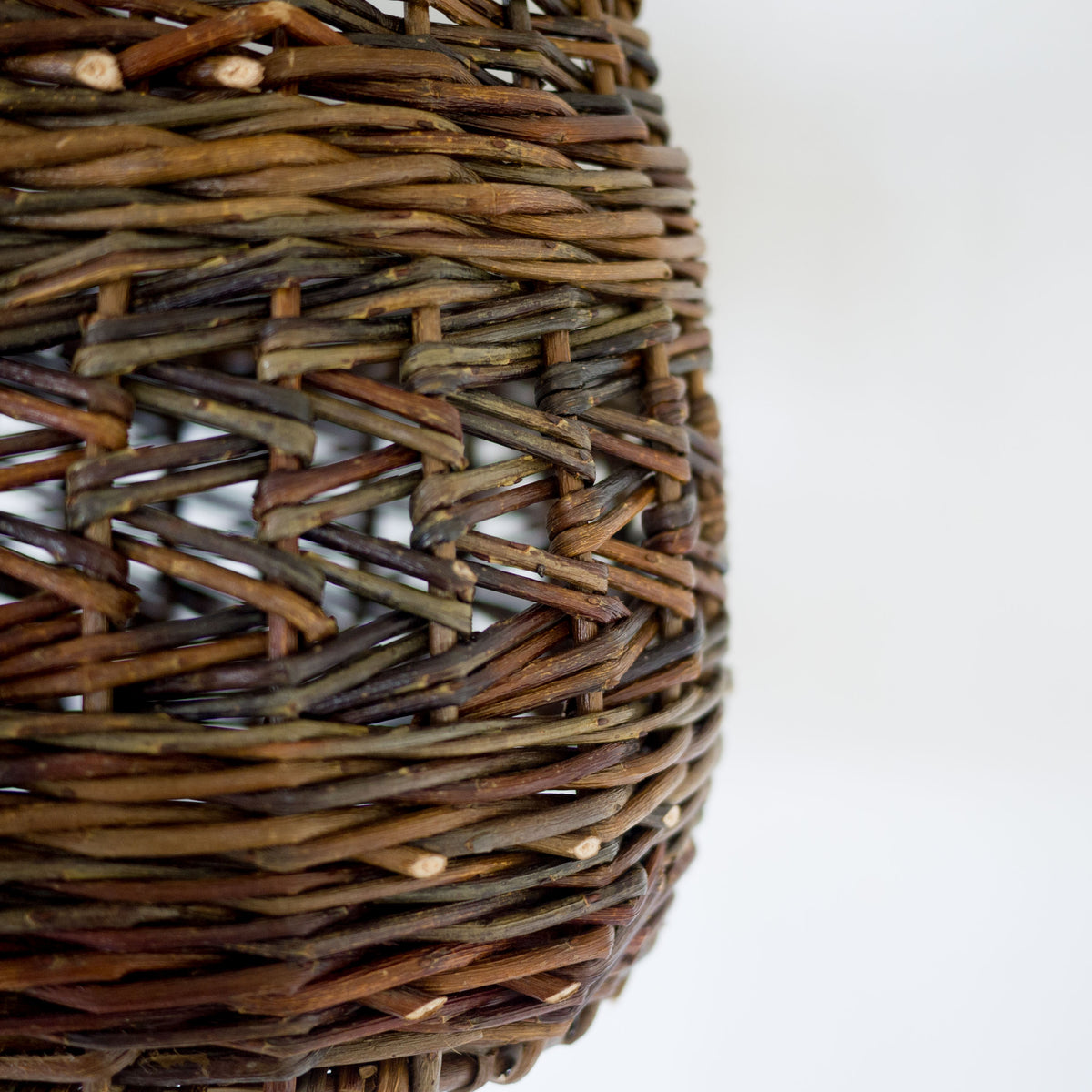 Sculptural Willow Basket with Madrona Wood Handle #2