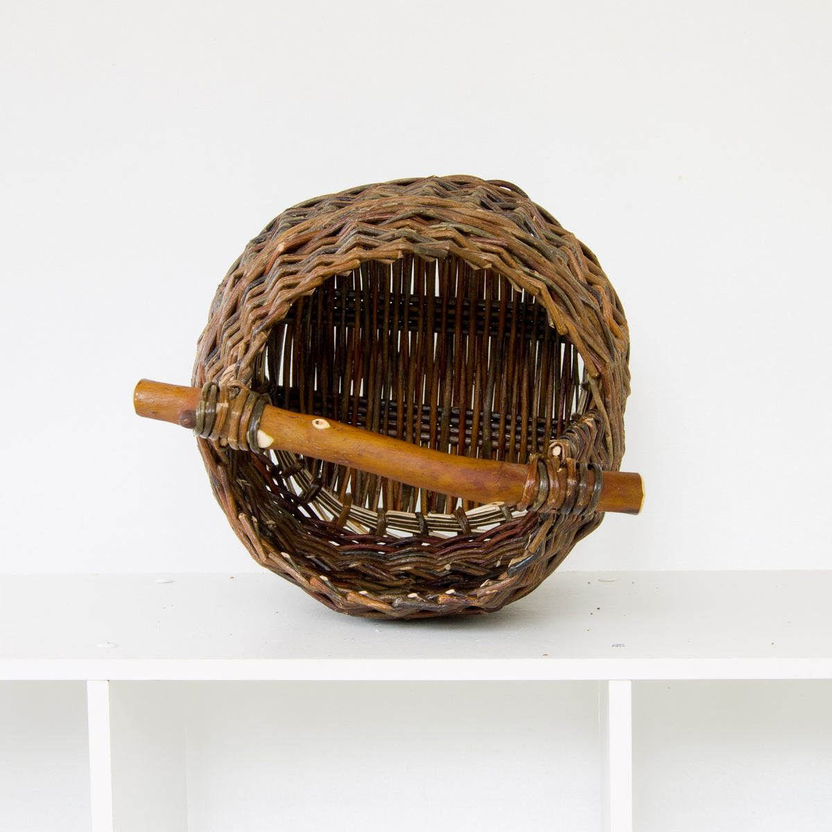 Sculptural Willow Basket with Madrona Wood Handle #2