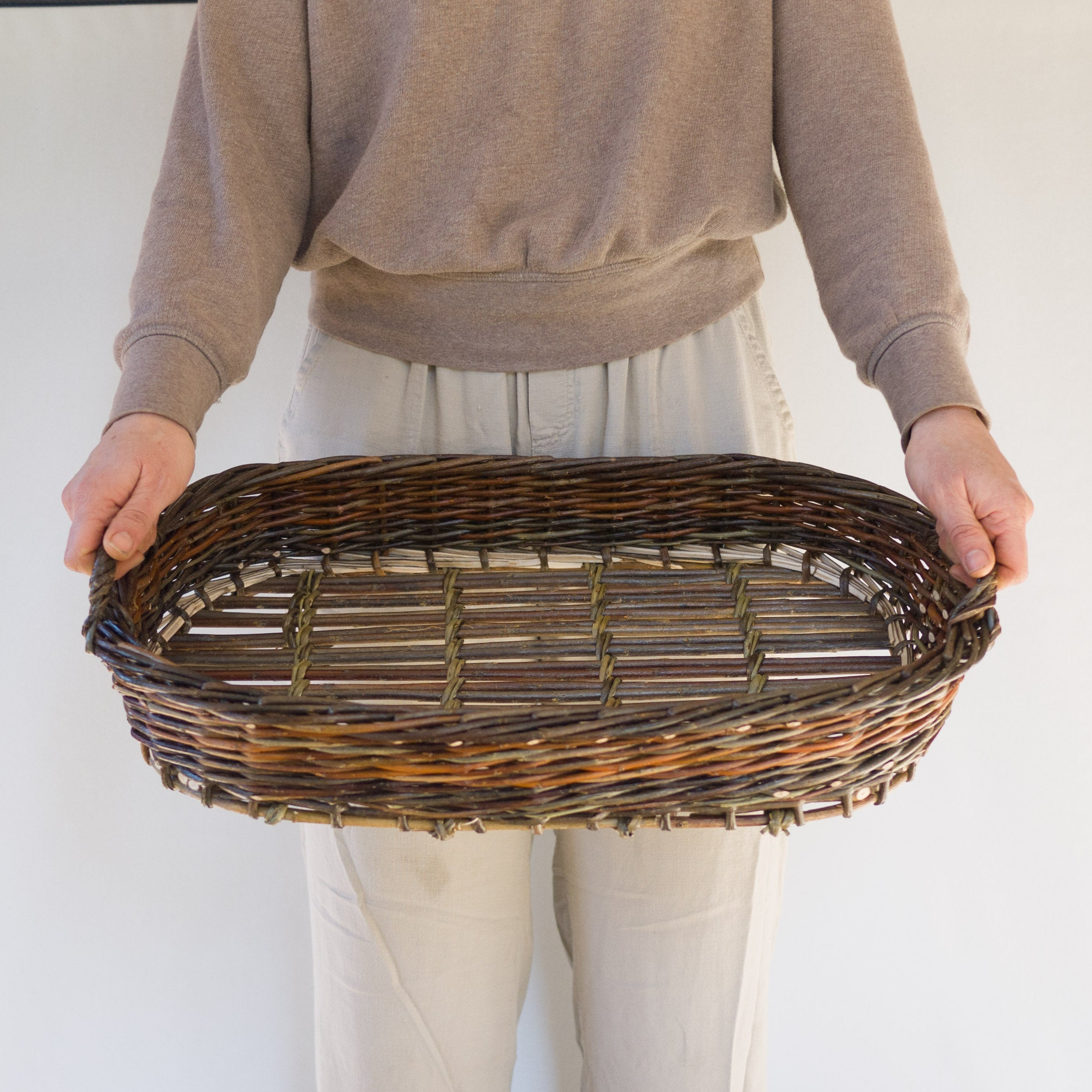 Hand Made Willow Oval Serving Tray #1