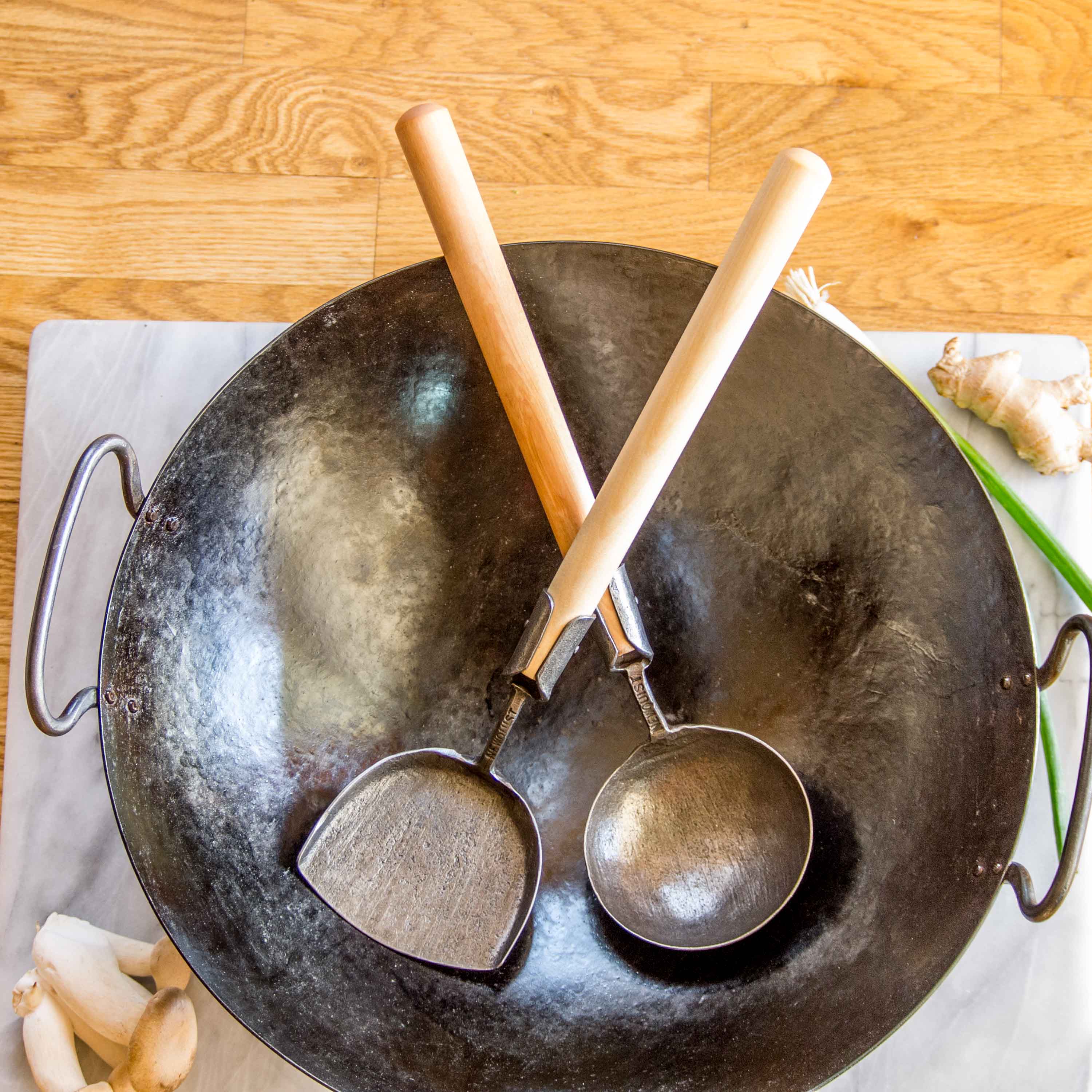 Hand Hammered Carbon Steel Wok with Two Ear Handles