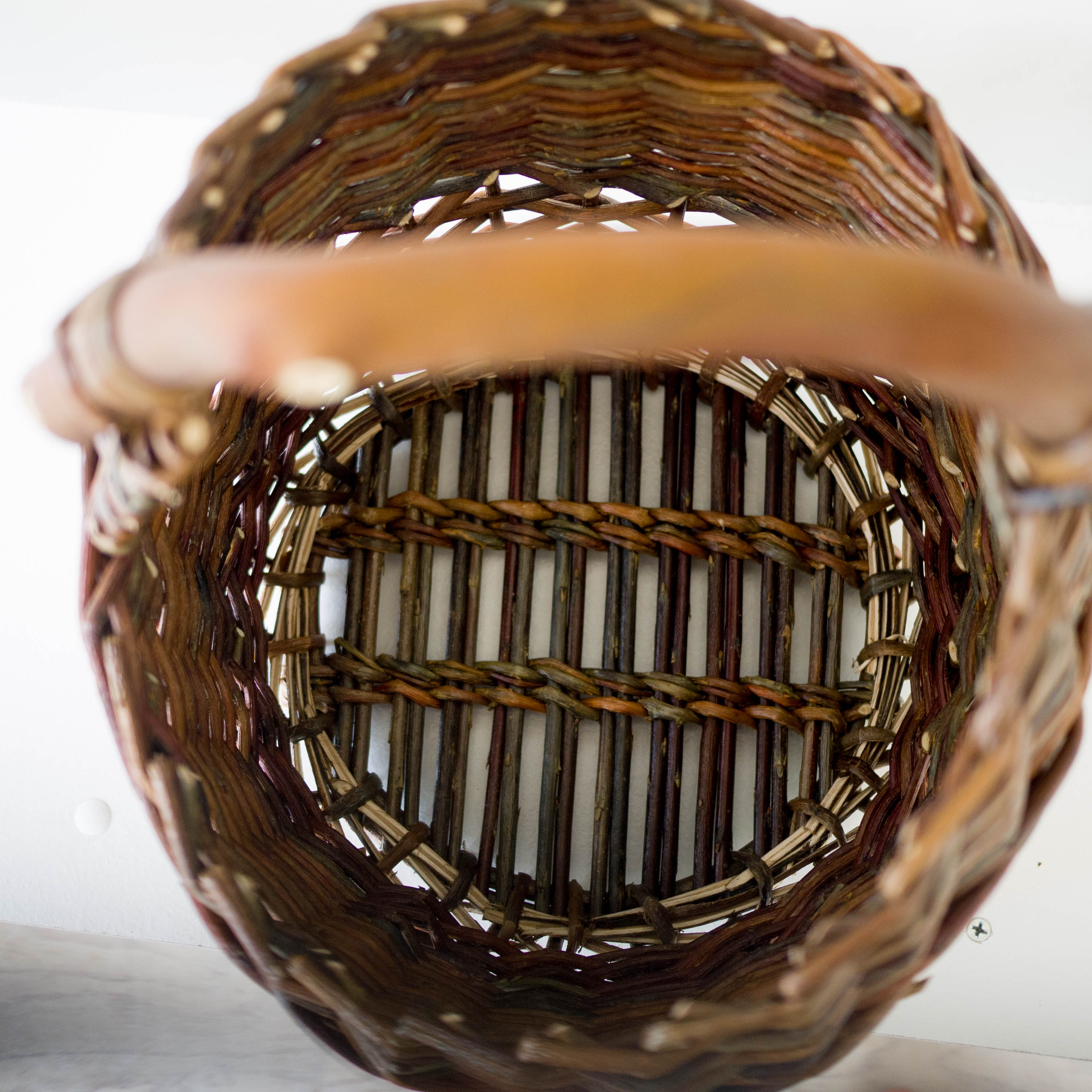 Sculptural Willow Basket with Madrona Wood Handle #1