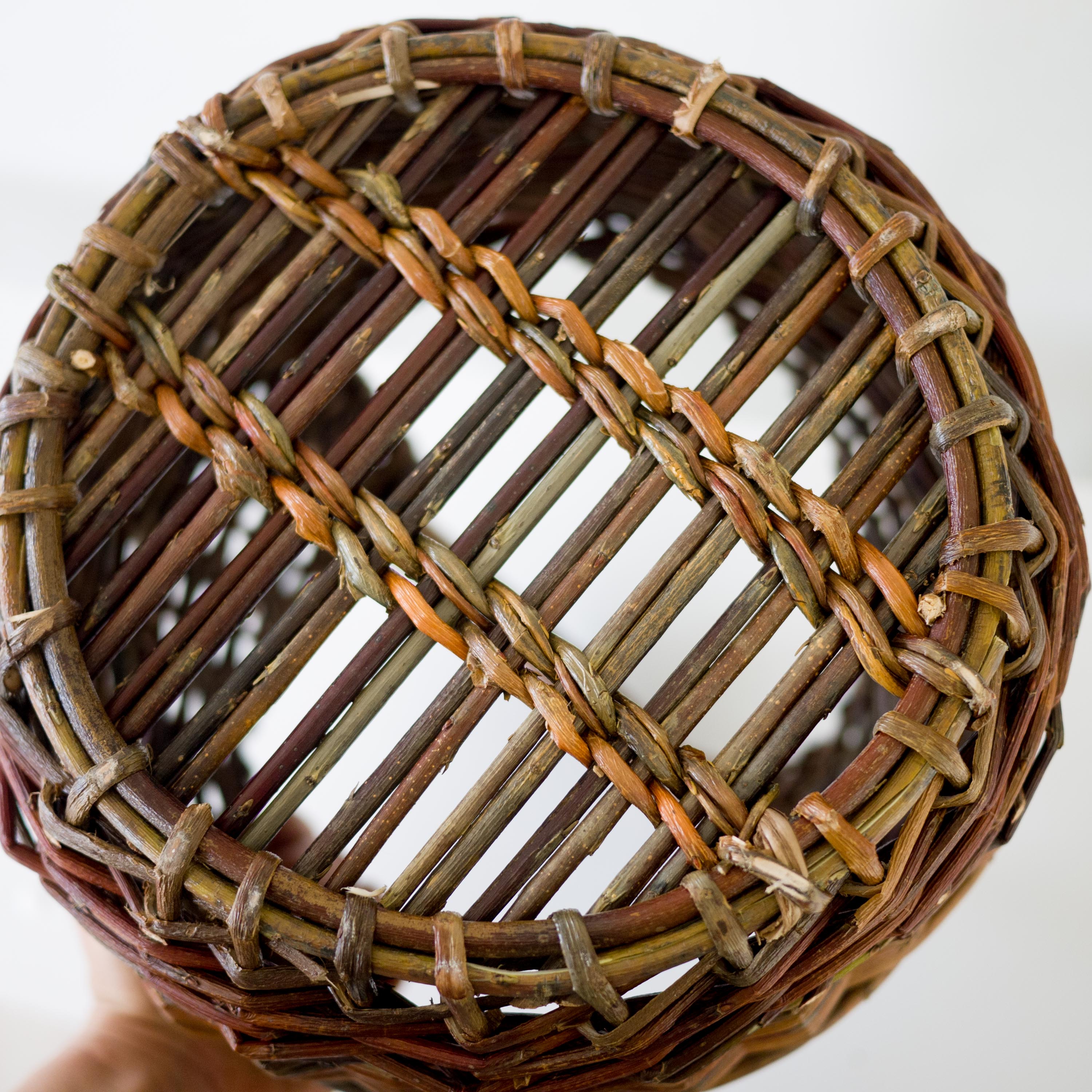 Sculptural Willow Basket with Madrona Wood Handle #1