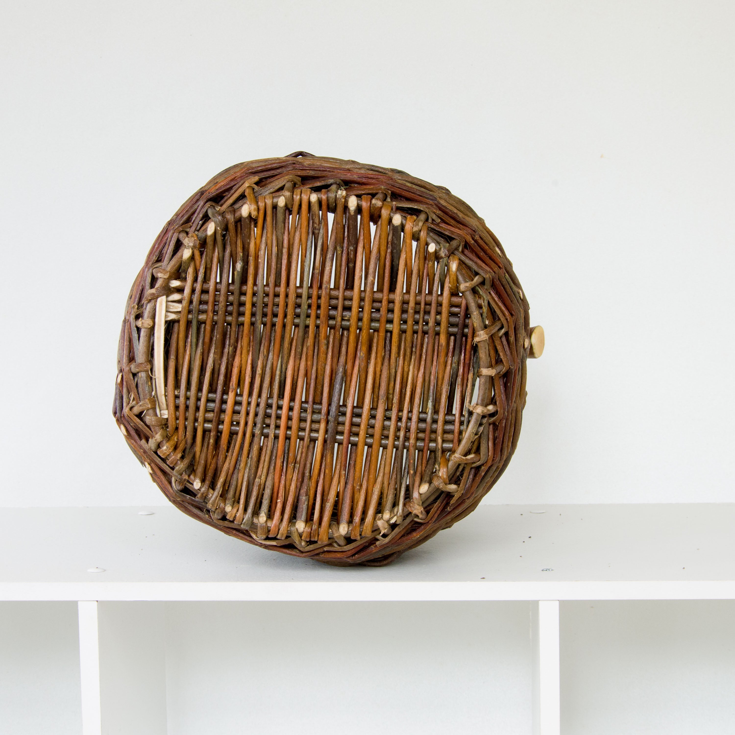 Sculptural Willow Basket with Madrona Wood Handle #2
