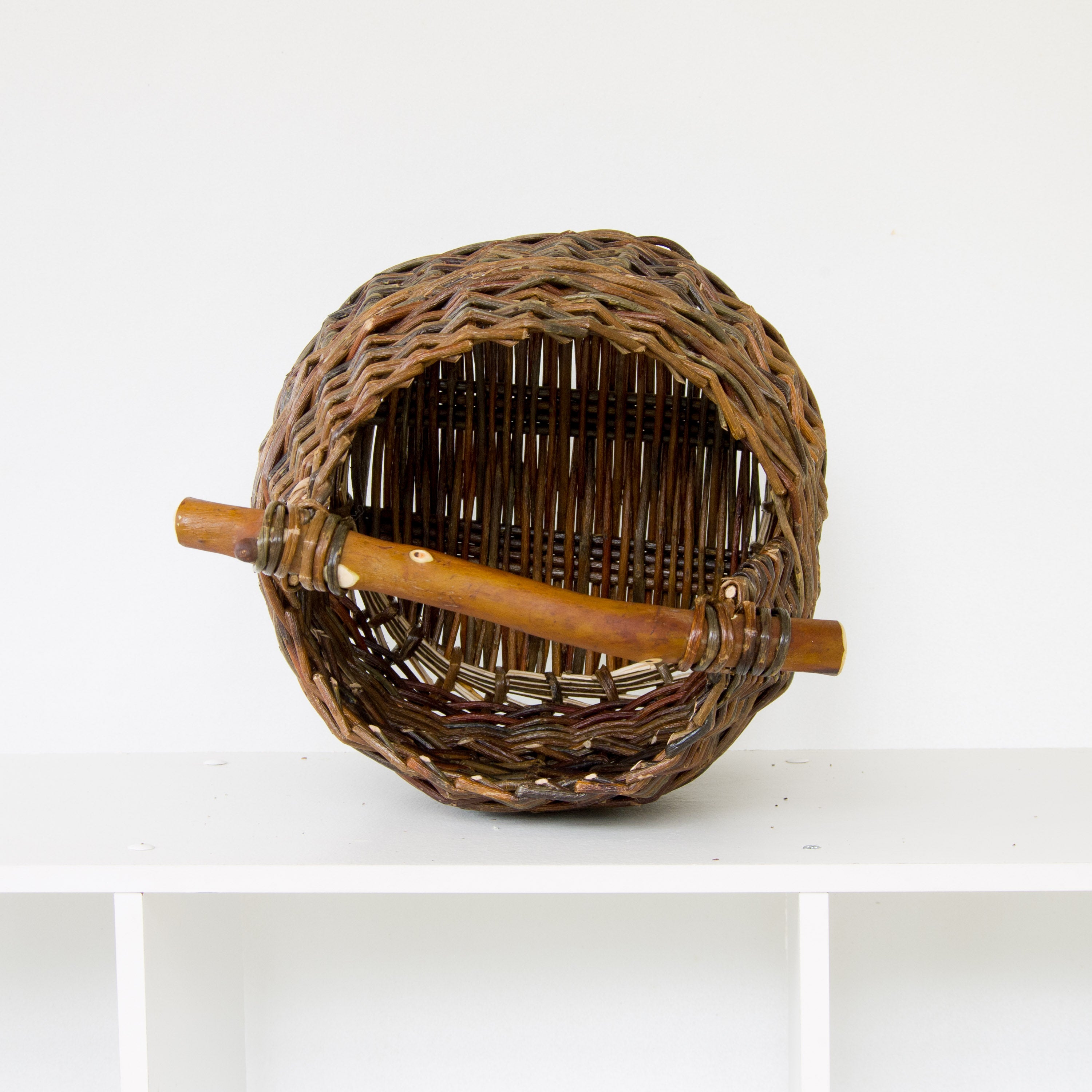 Sculptural Willow Basket with Madrona Wood Handle #2