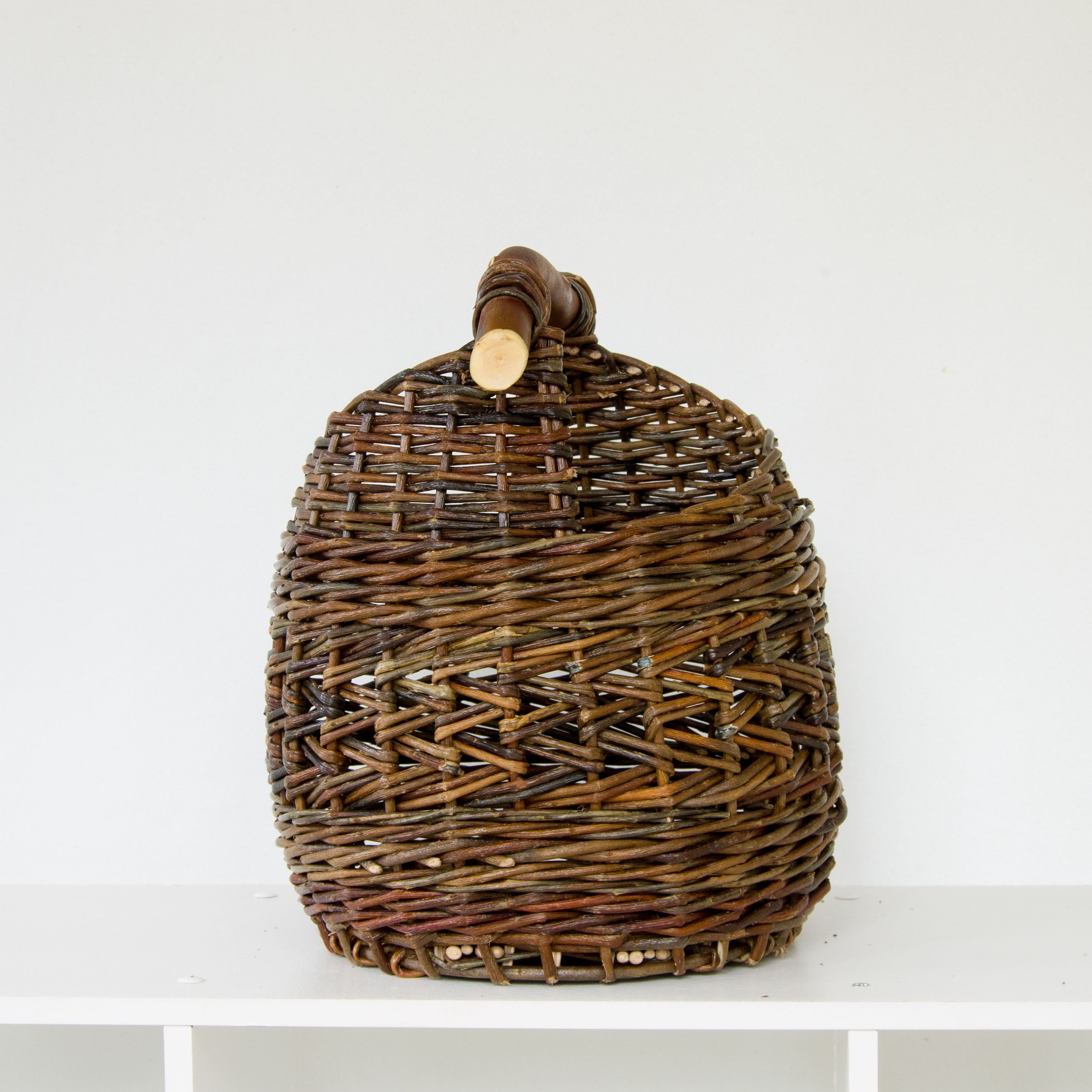 Sculptural Willow Basket with Madrona Wood Handle #2