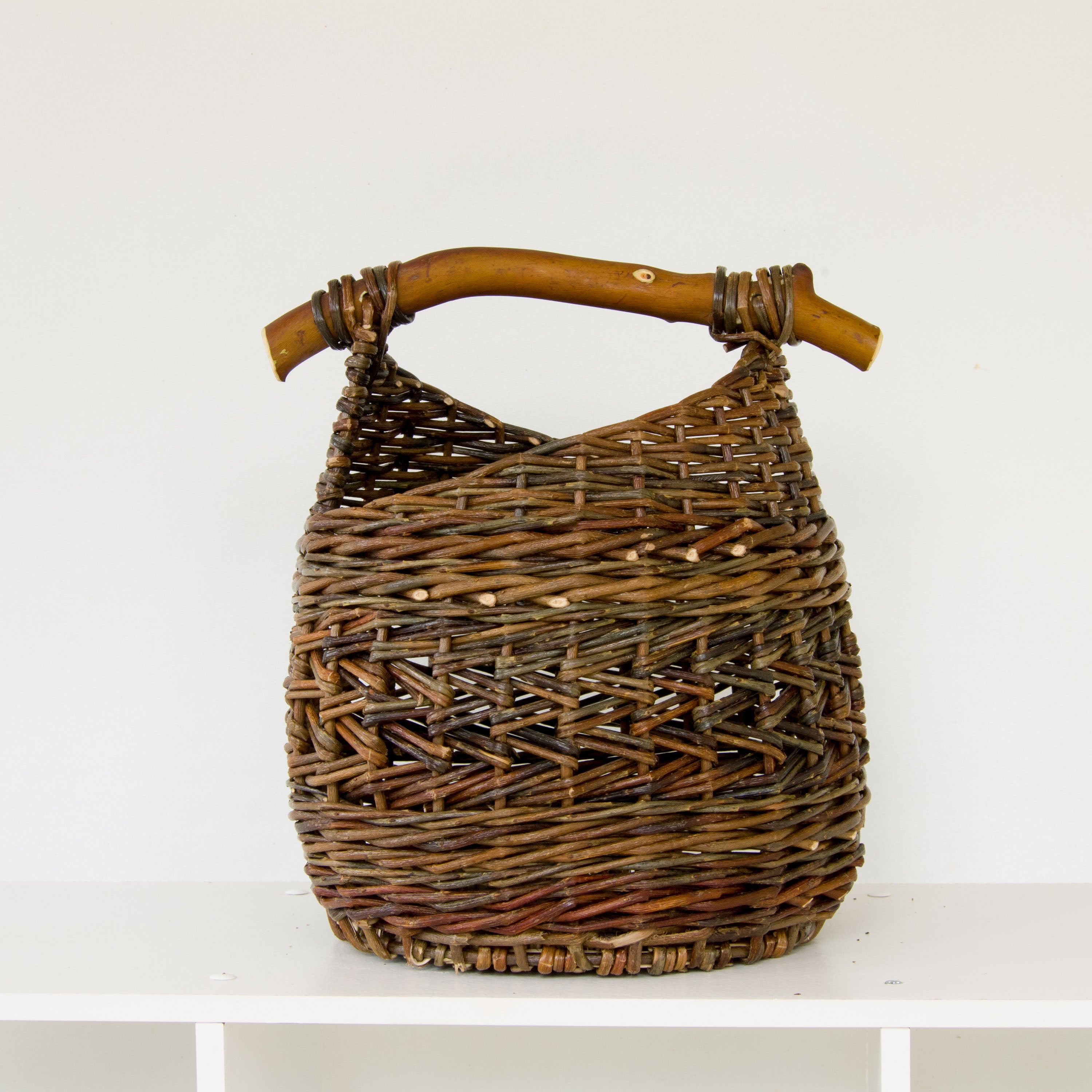 Sculptural Willow Basket with Madrona Wood Handle #2