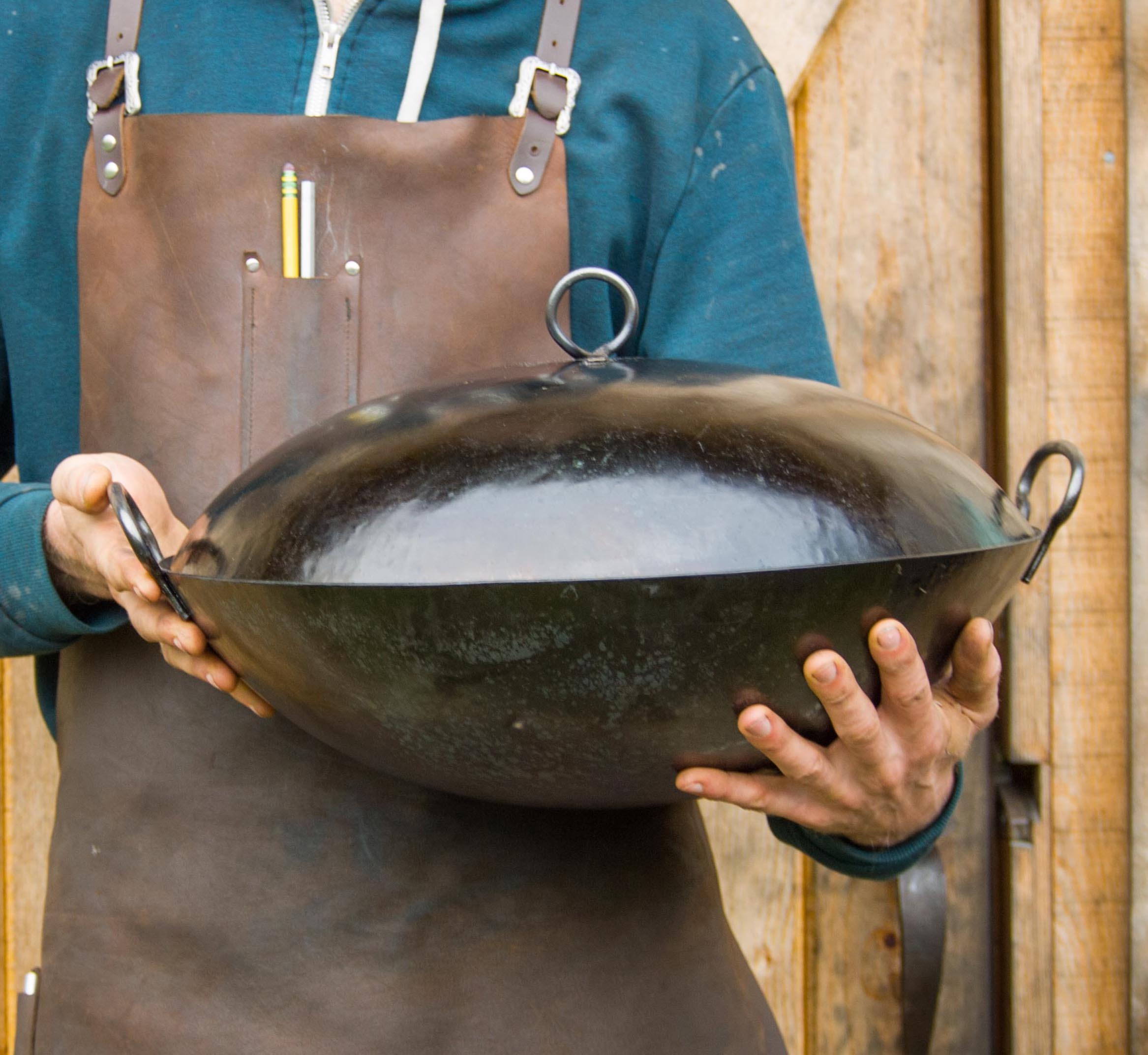 Hand Hammered Carbon Steel Wok with Two Ear Handles