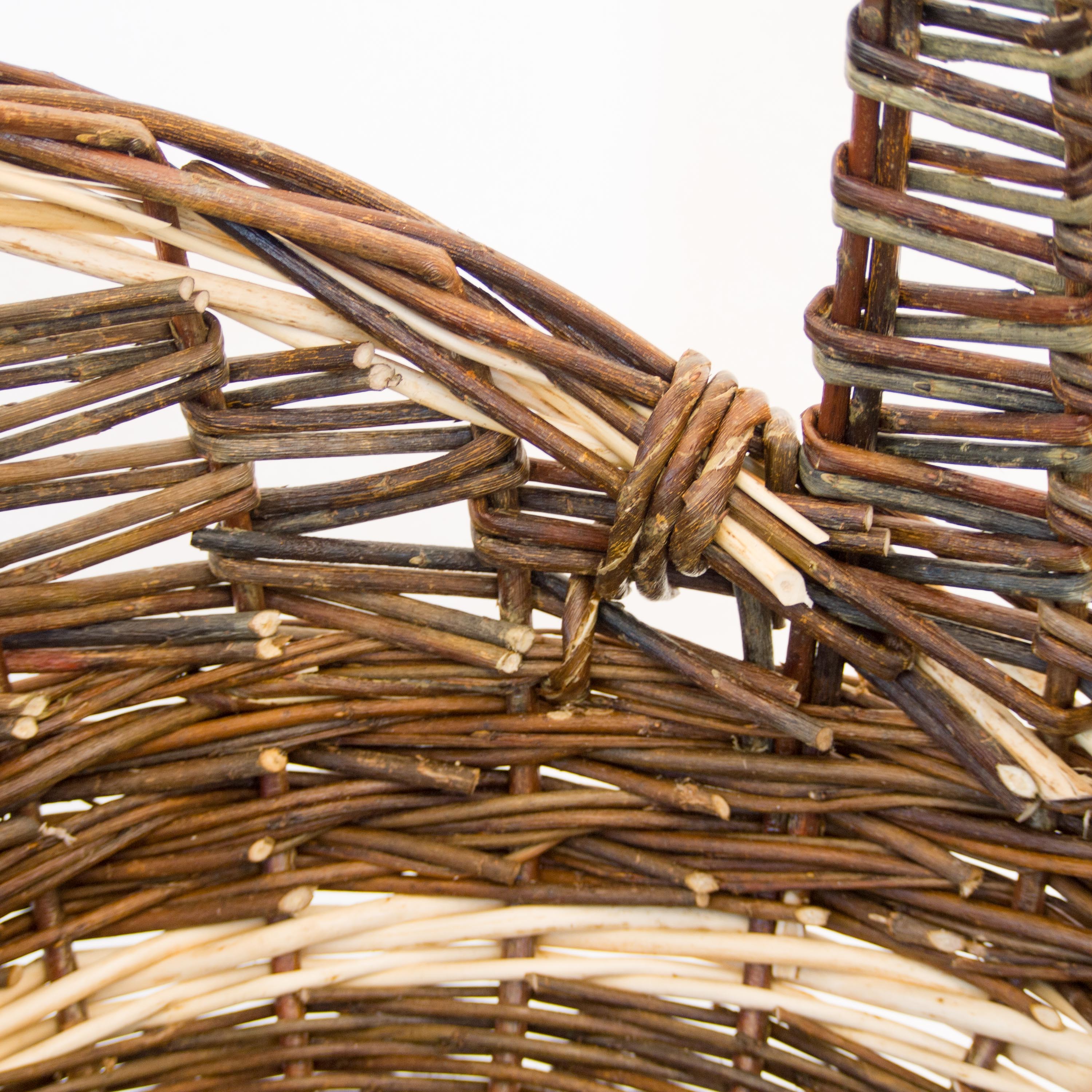 Sculptural Willow Basket with Hazel Handle