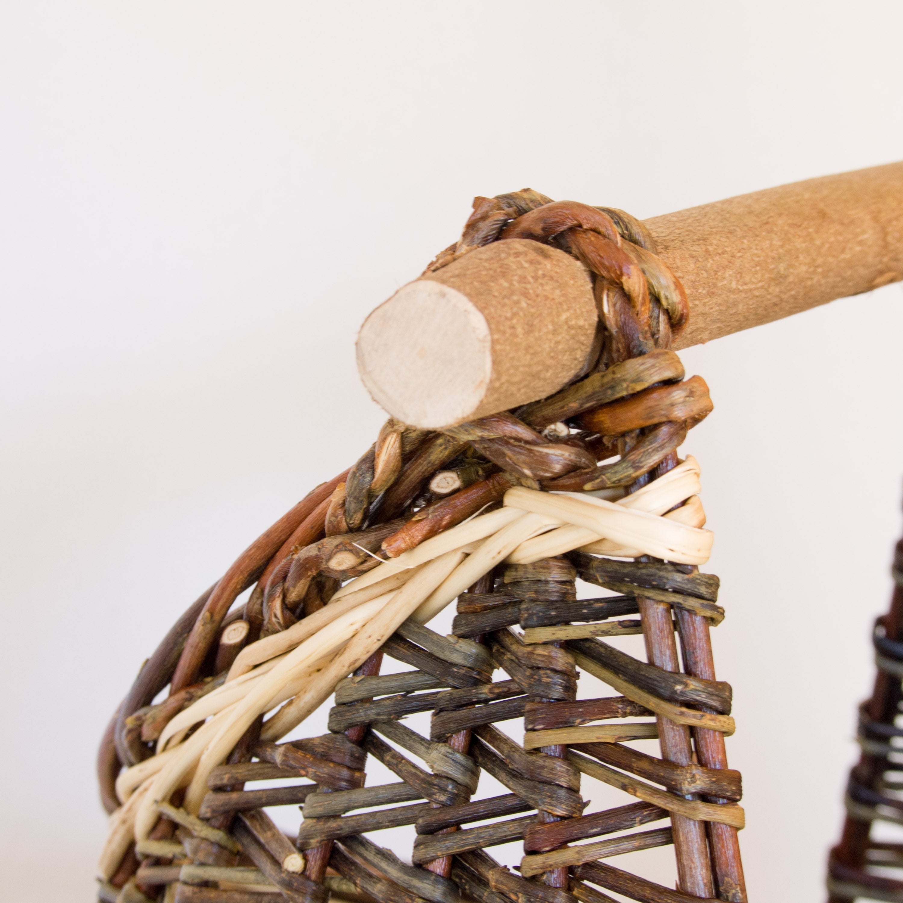 Sculptural Willow Basket with Hazel Handle