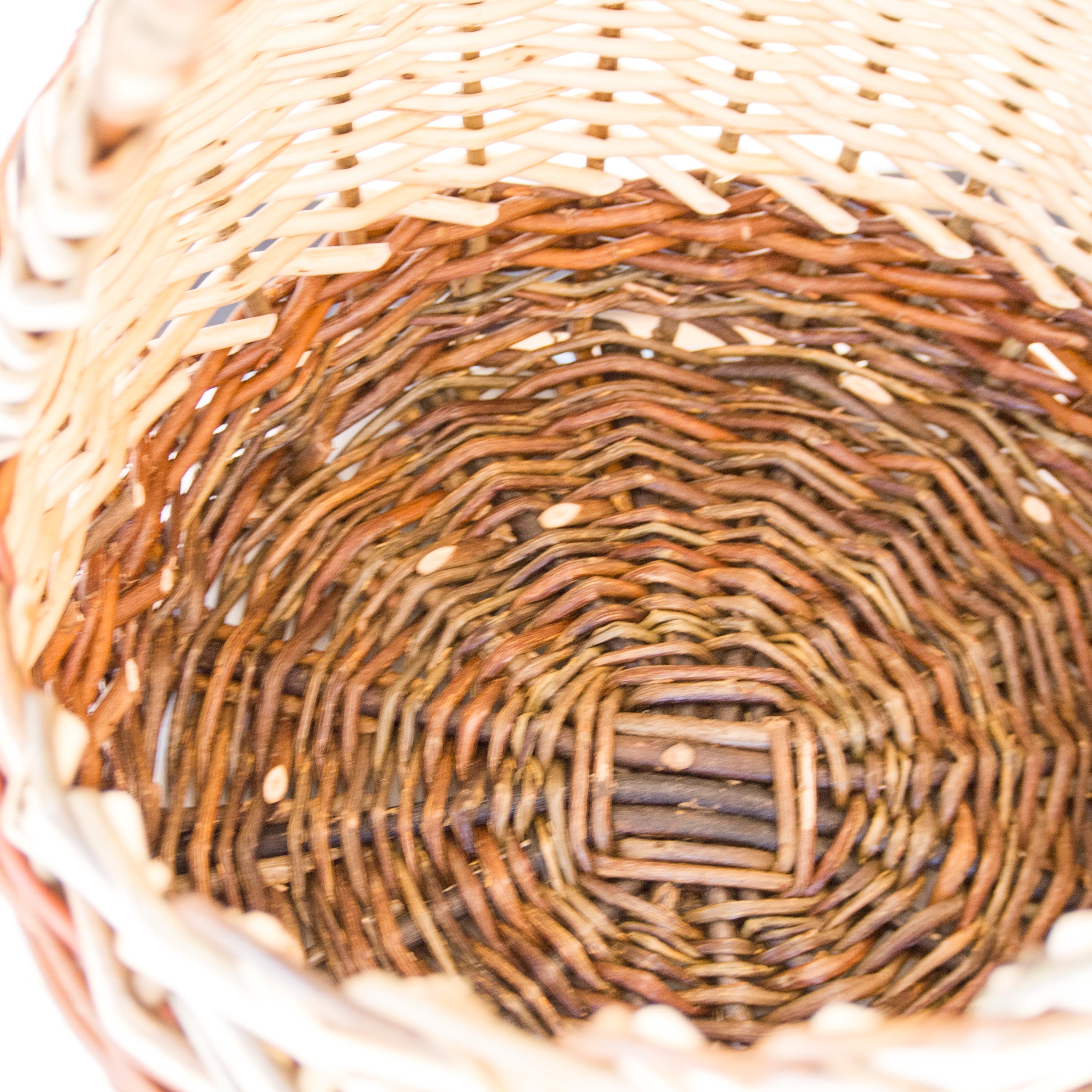 Sculptural Willow Basket with Cherry Wood Handle