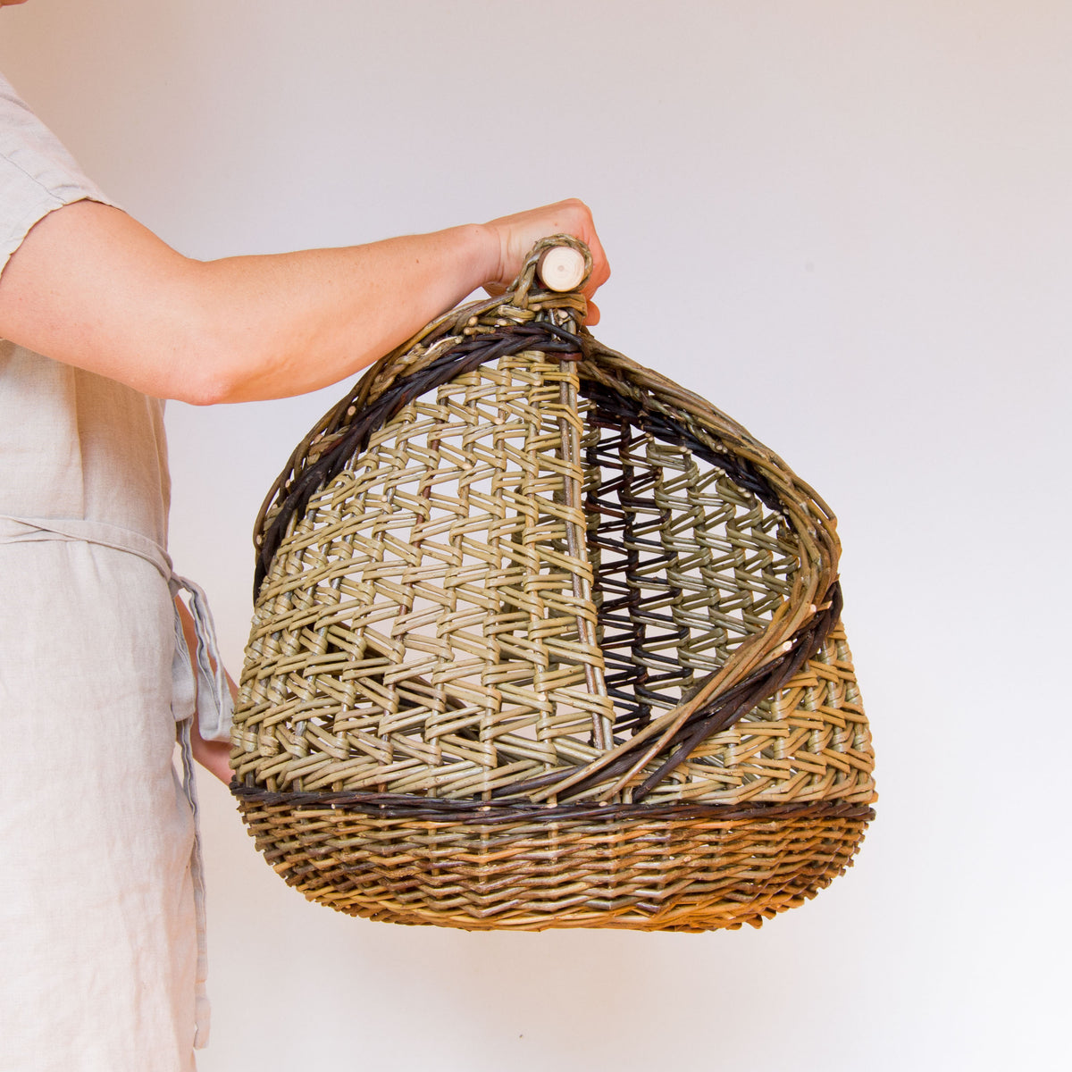 Sculptural Willow Basket with Madrona Handle