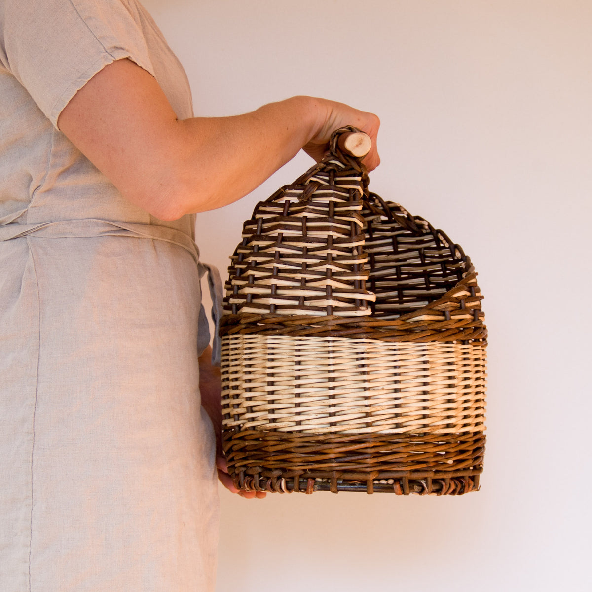 Sculptural Willow Basket with Madrona Wood Handle #2