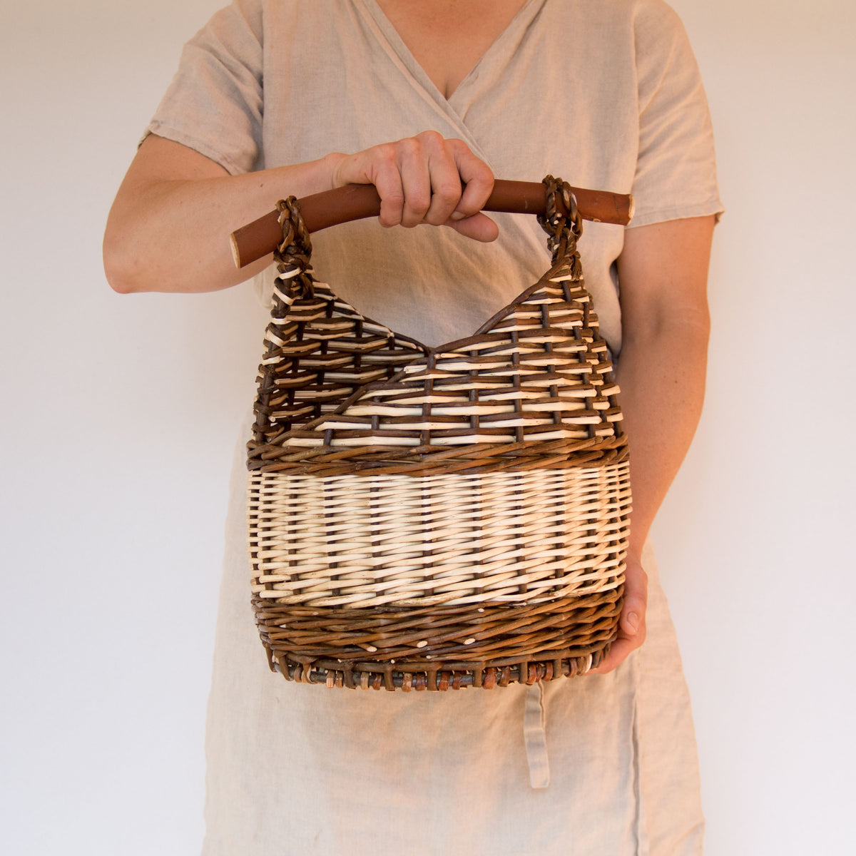 Sculptural Willow Basket with Madrona Wood Handle #2