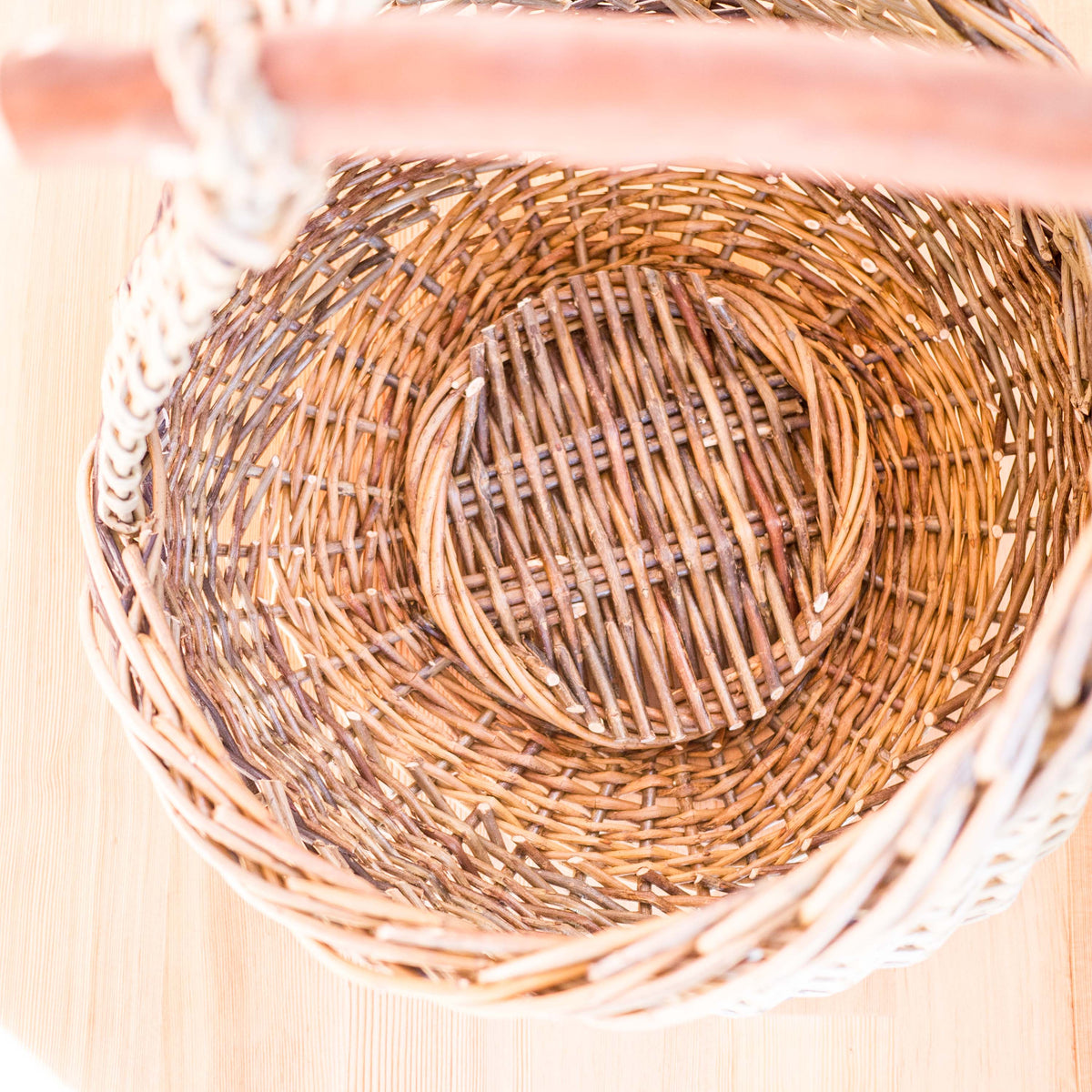 Sculptural Willow Basket with Madrona Handle