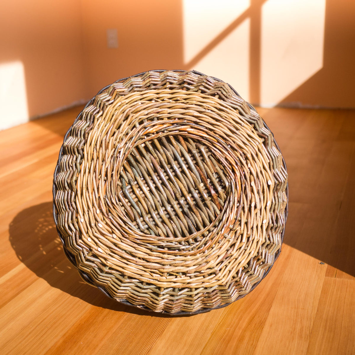 Sculptural Willow Basket with Madrona Handle