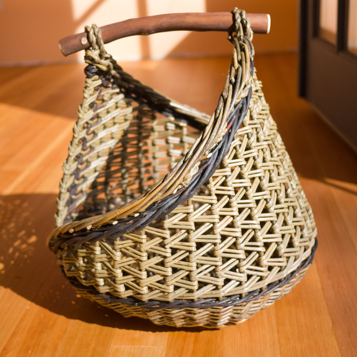 Sculptural Willow Basket with Madrona Handle