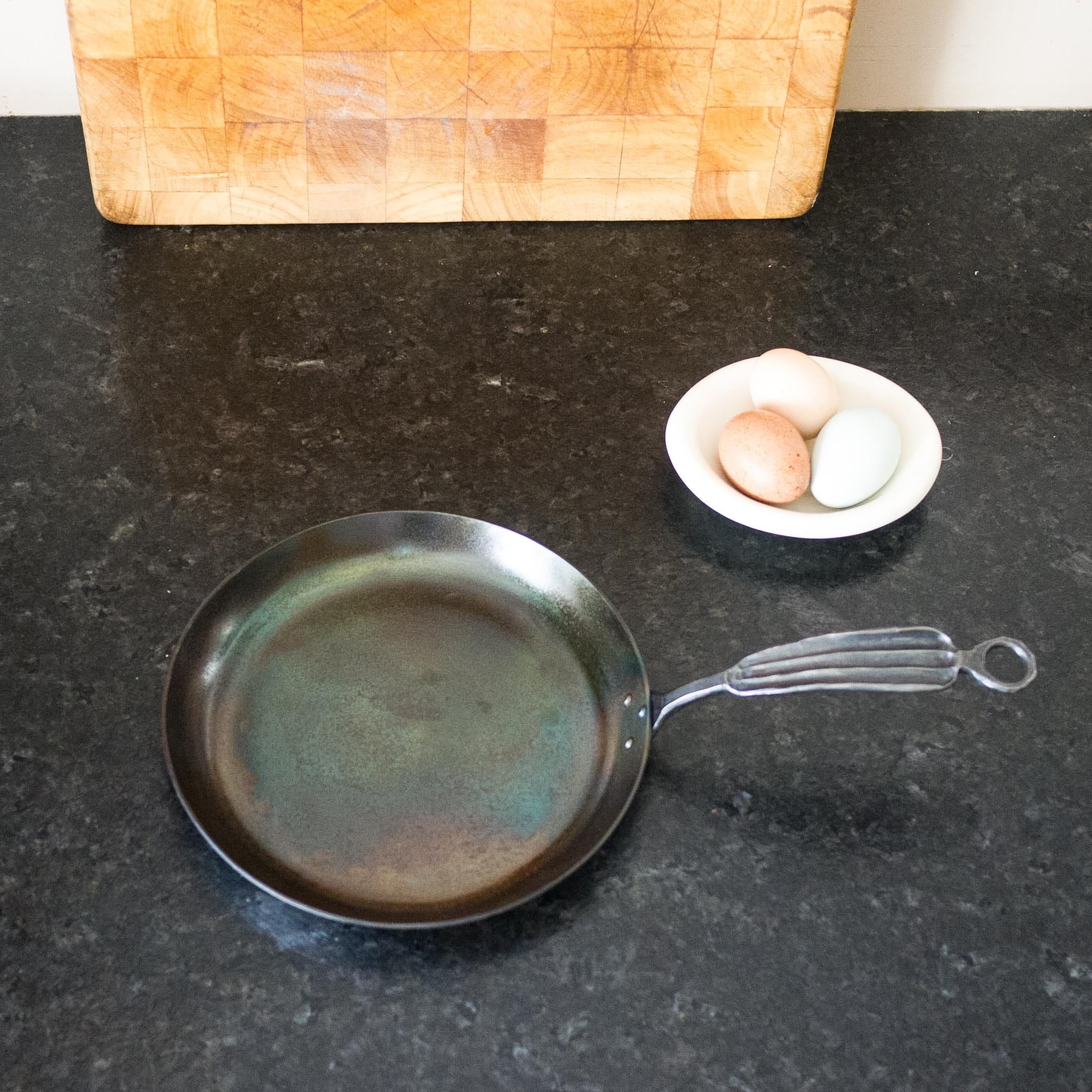 newquistforge Woks and Pans 9" Carbon Steel French Saute Pan