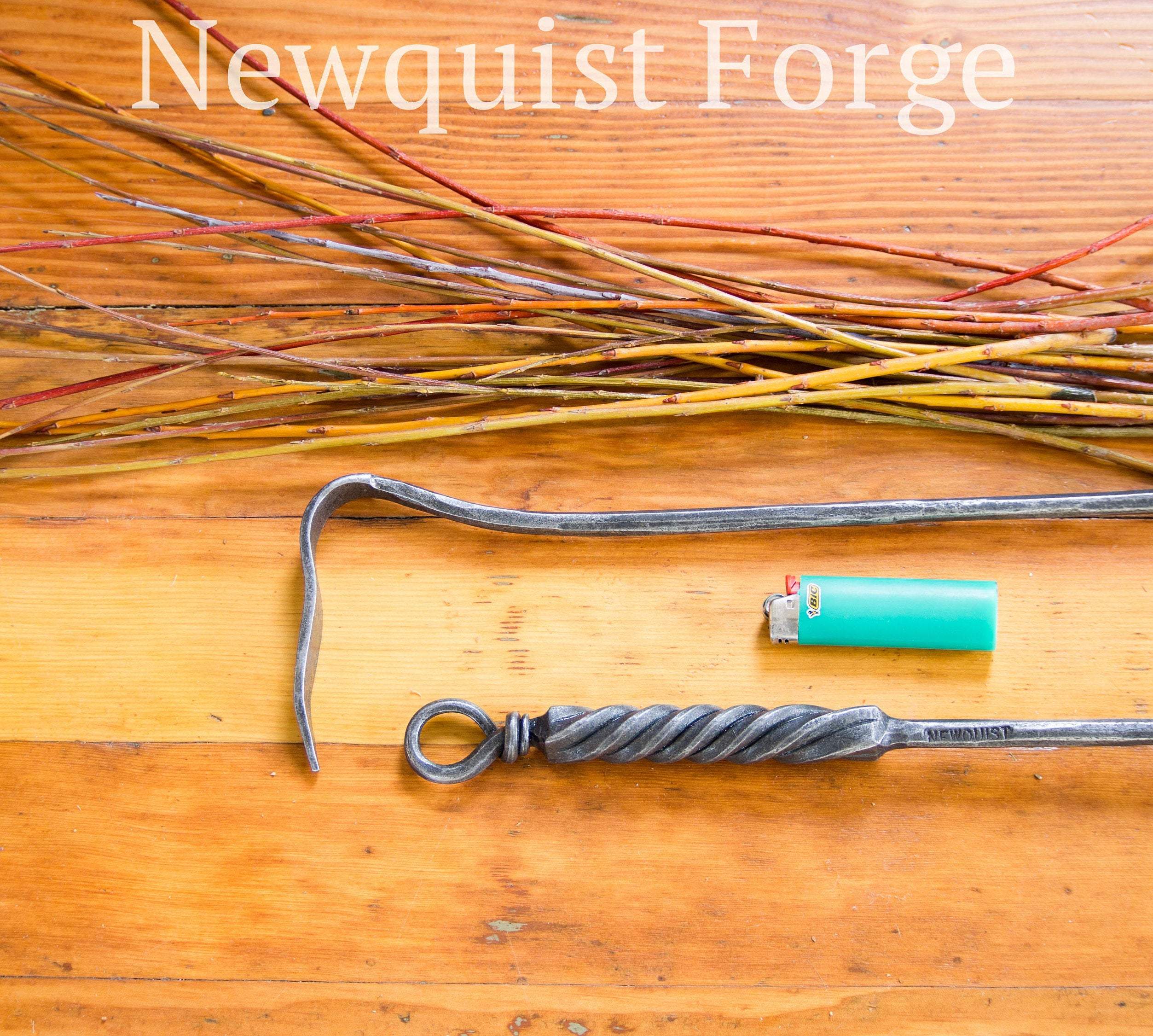 newquistforge Fire Tools Forged Iron Fireplace Tool Set