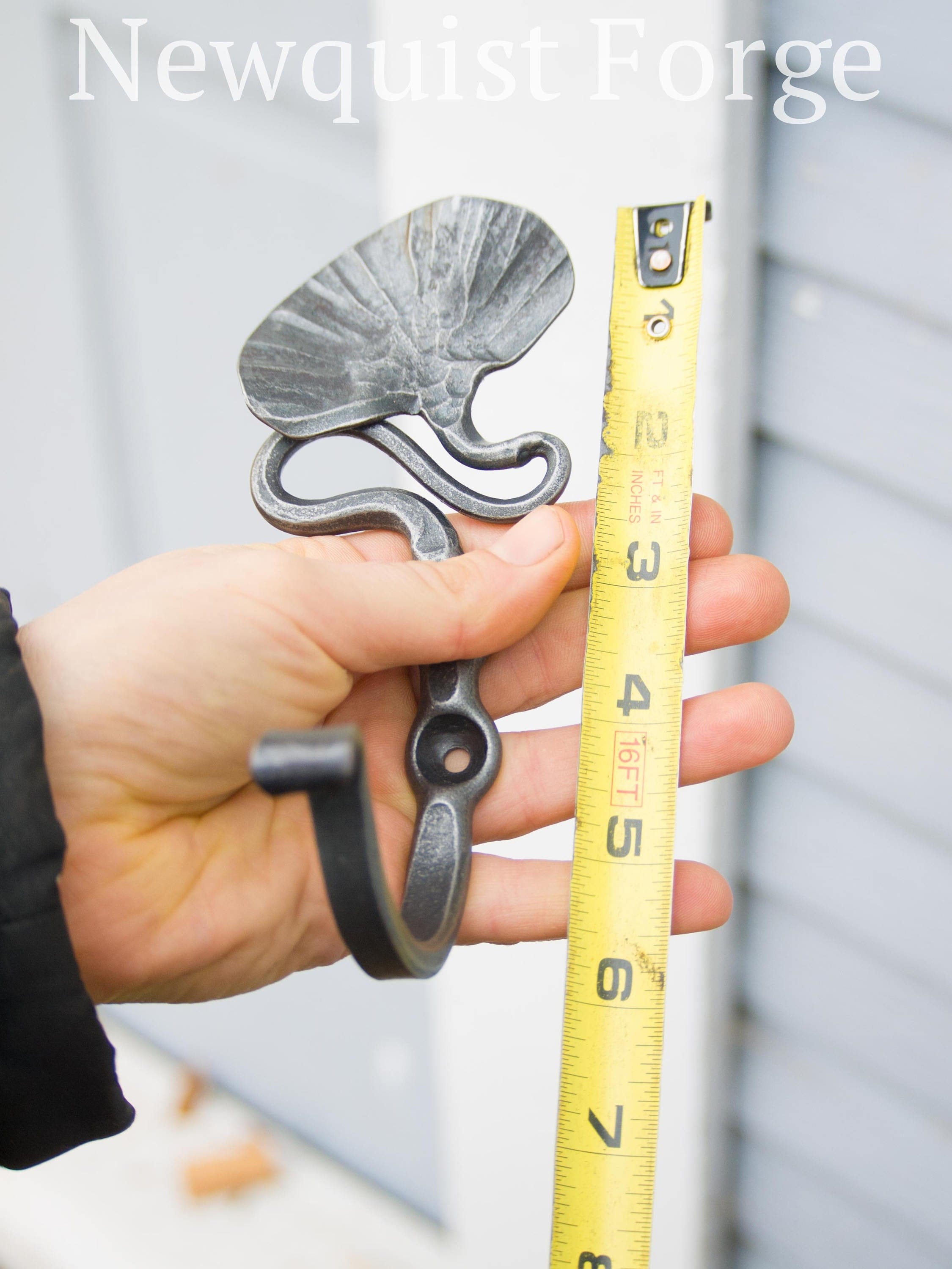 newquistforge Hooks and Hardware Hand Forged Wall Hook with Gingko Leaf Design