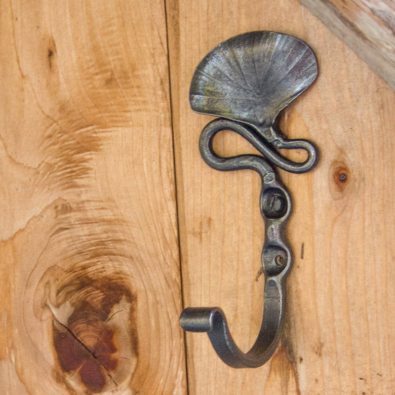 newquistforge Hooks and Hardware Hand Forged Wall Hook with Gingko Leaf Design