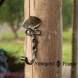 newquistforge Hooks and Hardware Hand Forged Wall Hook with Gingko Leaf Design