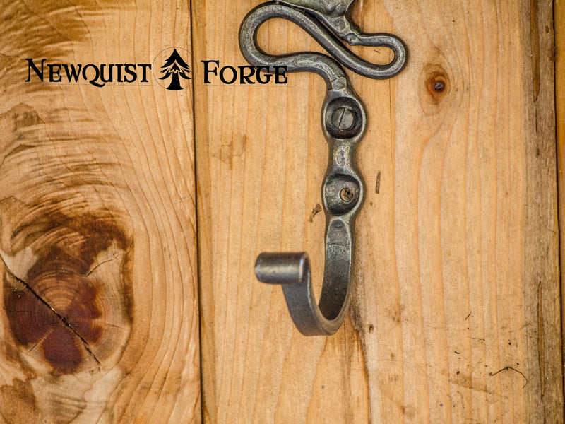 newquistforge Hooks and Hardware Hand Forged Wall Hook with Gingko Leaf Design