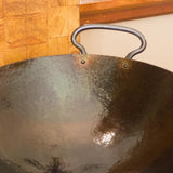 newquistforge Woks and Pans Hand Hammered Wok • Metal handle stays cool while cooking!