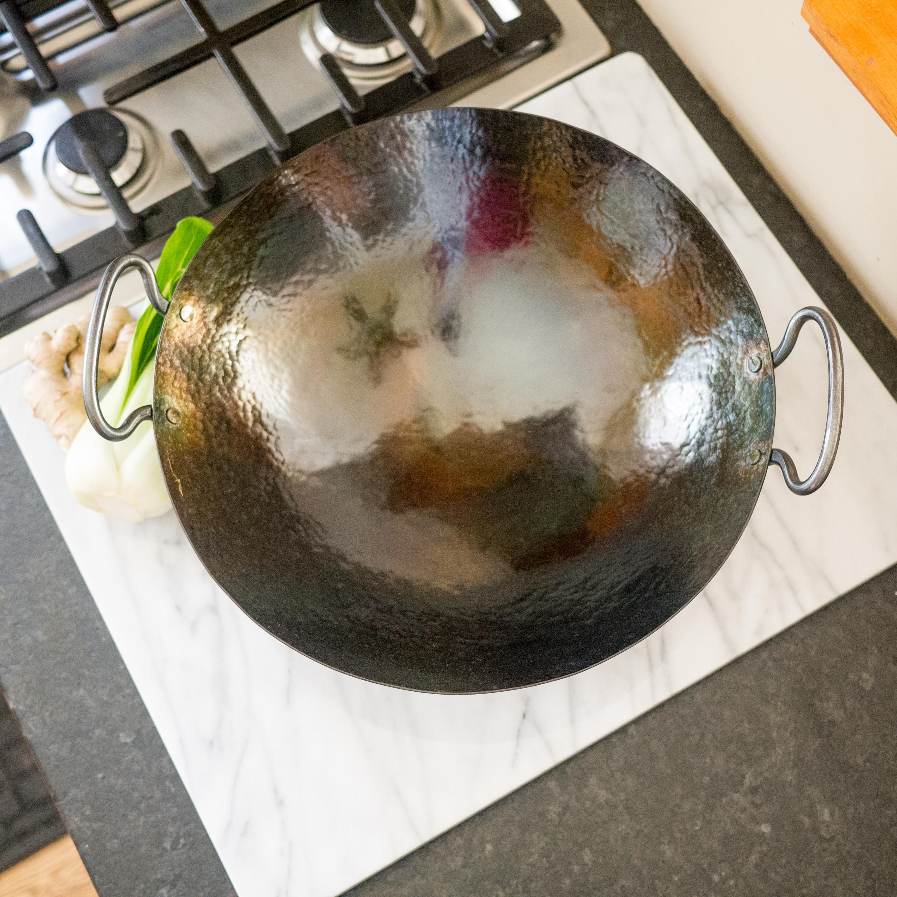 Newquist Forge Woks and Pans Hand Hammered Wok • Two ear handles