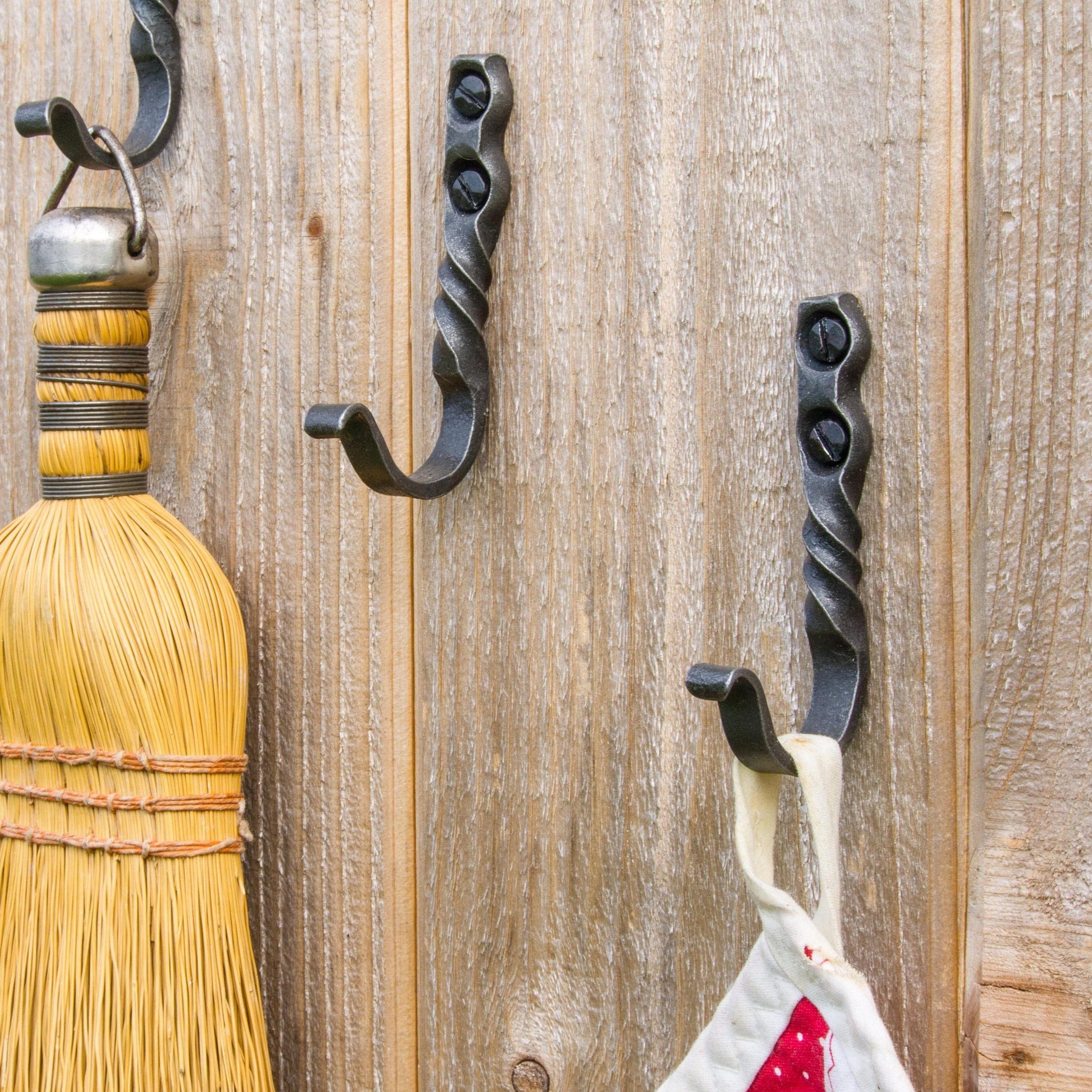 Small Rod Iron Rack Small Wrought Iron Hooks • Set of 2 – Newquist Forge
