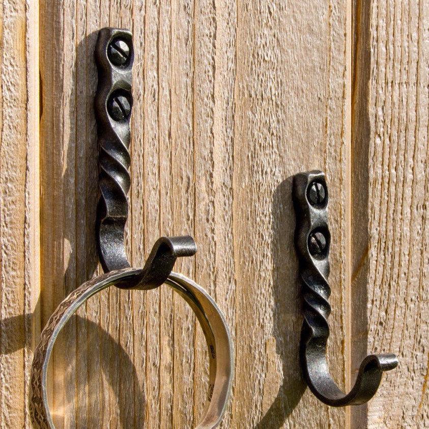 newquistforge Hooks and Hardware Small Wrought Iron Hooks • Set of 2