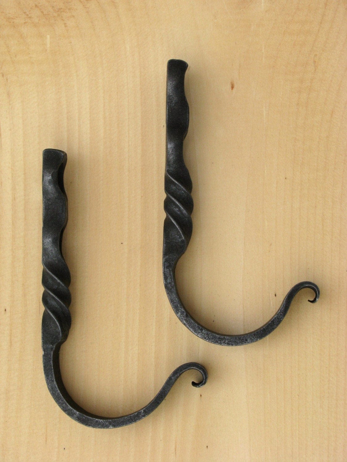 Wrought Iron Wall Hooks • Set of Four